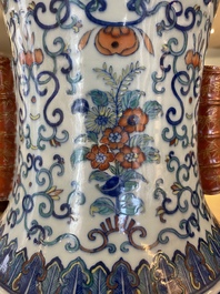 A large Chinese doucai 'hu' vase, Qianlong mark, 19th C.