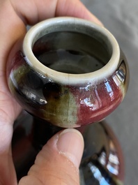 A Chinese flamb&eacute;-glazed garlic head vase, 19th C.