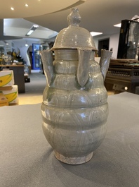 A rare Chinese Yueyao covered urn, probably Song