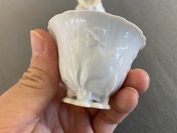 A pair of Chinese blanc de Chine libation cups, probably Qing