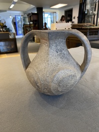 A Chinese grey pottery two-handled amphora, Han