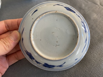A small Chinese blue and white 'qilin' dish, Jiajing or Wanli