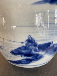 Pot &agrave; gingembre en porcelaine de Chine en bleu et blanc, Kangxi/Qianlong