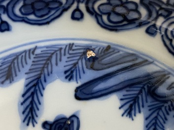 A Chinese blue and white 'frog' dish, Jiajing or Wanli