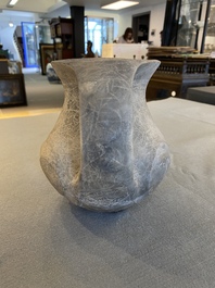 A Chinese grey pottery two-handled amphora, Han