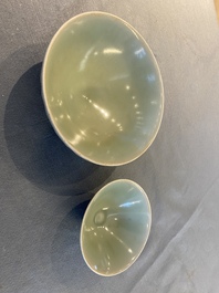 Two Chinese Longquan celadon bowls, Song or later