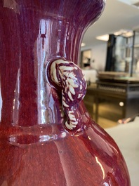 A Chinese flamb&eacute;-glazed 'hu' vase, 19th C.