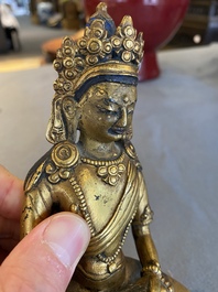 A Sino-Tibetan gilt bronze Buddha Amitayus, Qing