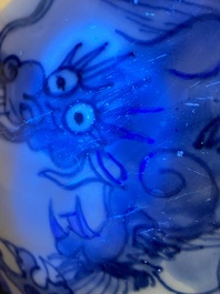 A Chinese blue and white 'dragon' vase, Shunzhi