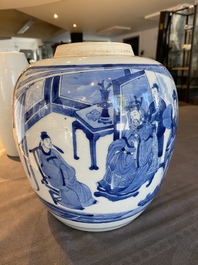 A Chinese blue and white 'narrative subject' jar, Kangxi