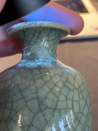 A Chinese crackle-glazed celadon vase, Qianlong