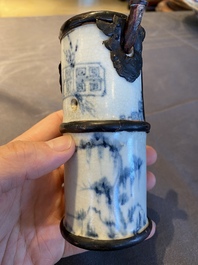 A South-Chinese or Vietnamese blue and white water pipe, 19th C.