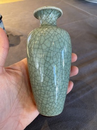 A Chinese crackle-glazed celadon vase, Qianlong