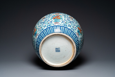 A large Chinese doucai 'hu' vase, Qianlong mark, 19th C.