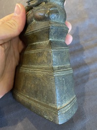 A Burmese bronze Shan-style Buddha Shakyamuni with inscription, Konbaung dynasty, 18th C.