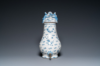 A blue and white Brussels faience fountain with basin, 18th C.