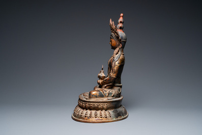 A large Chinese lacquered and gilded bronze Buddha Amitayus, 18/19th C.