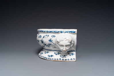 A blue and white Brussels faience fountain with basin, 18th C.