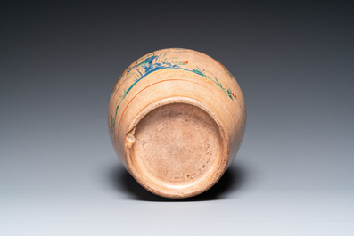 A Japanese Hizen Kakiemon-style vase with copper rim, Edo, 18th C.