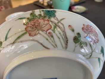 A Chinese famille rose 'dragonfly and peonies' plate, Yongzheng mark, Republic