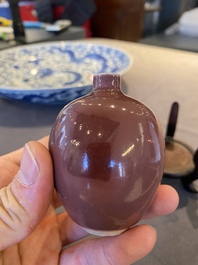 A small Chinese monochrome copper-red-glazed vase, Xuande mark, 19th C.