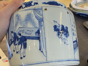 Bol en porcelaine de Chine en bleu et blanc &agrave; d&eacute;cor des 'Huit immortels de la tasse &agrave; vin', Kangxi