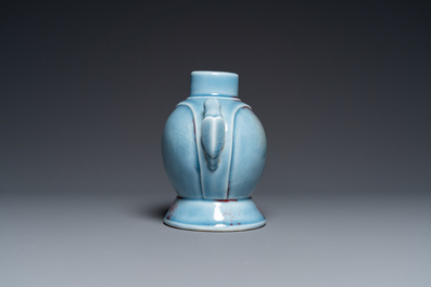 A Chinese copper-red-splashed lavender-blue-glazed 'parrot' vase, Yongzheng mark but probably later