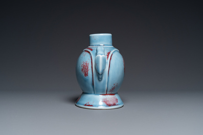 A Chinese copper-red-splashed lavender-blue-glazed 'parrot' vase, Yongzheng mark but probably later