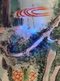 A fine Chinese famille verte rouleau vase, Kangxi