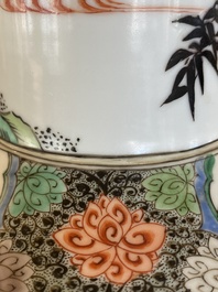 Vase de forme rouleau en porcelaine de Chine famille verte, Kangxi