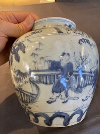 A Chinese blue and white vase with go-players, probably Southern China, 17th C.