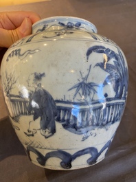 Een Chinese blauw-witte vaas met go-spelers, welllicht Zuid-China, 17e eeuw