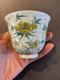 A Chinese floral wine cup, Guangxu mark and of the period