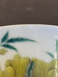 A Chinese floral wine cup, Guangxu mark and of the period