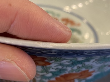 A Chinese famille rose 'Shou' bowl, Qianlong mark, 19th C.