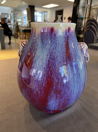 A Chinese flamb&eacute;-glazed 'hu' vase, 19/20th C.