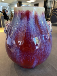 A Chinese flamb&eacute;-glazed 'hu' vase, 19/20th C.