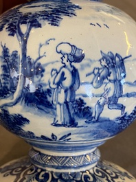 An exceptional Dutch Delft blue and white triple gourd money bank, early 18th C.