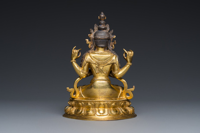 A Chinese gilt bronze figure of Avalokitesvara, Yongzheng mark and of the period