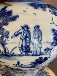 An exceptional Dutch Delft blue and white triple gourd money bank, early 18th C.