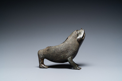 A Chinese bronze 'three-legged toad' censer, Ming