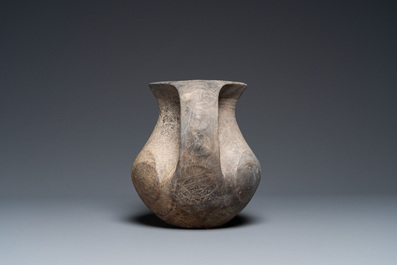 A Chinese grey pottery two-handled amphora, Han