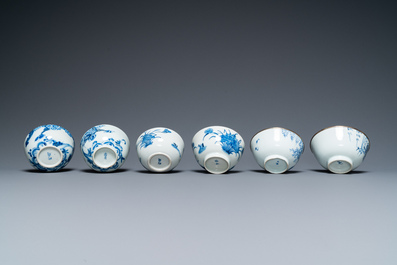 Six bols et quatre coupes en porcelaine de Chine 'Bleu de Hue' pour le Vietnam, 19&egrave;me