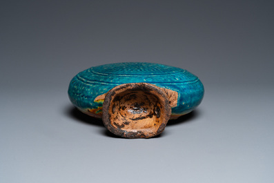 Een Chinese fahua vaas met reli&euml;fdecor van een lotus, Ming