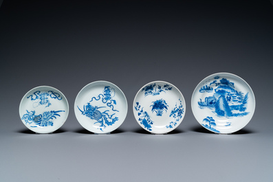 Six bols et quatre coupes en porcelaine de Chine 'Bleu de Hue' pour le Vietnam, 19&egrave;me