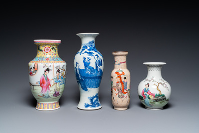 Six various Chinese vases and a 'Wu Shuang Pu' jug, 19/20th C.