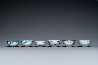 Six bols et quatre coupes en porcelaine de Chine 'Bleu de Hue' pour le Vietnam, 19&egrave;me