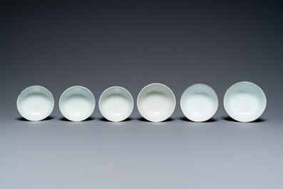 Six bols et quatre coupes en porcelaine de Chine 'Bleu de Hue' pour le Vietnam, 19&egrave;me