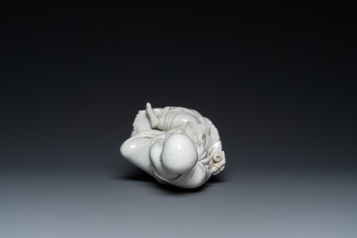 A Chinese Dehua blanc de Chine sculpture of Damo, seal mark, Qing