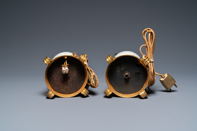 A pair of Chinese gilt bronze-mounted crackle-glazed vases, 18th C.